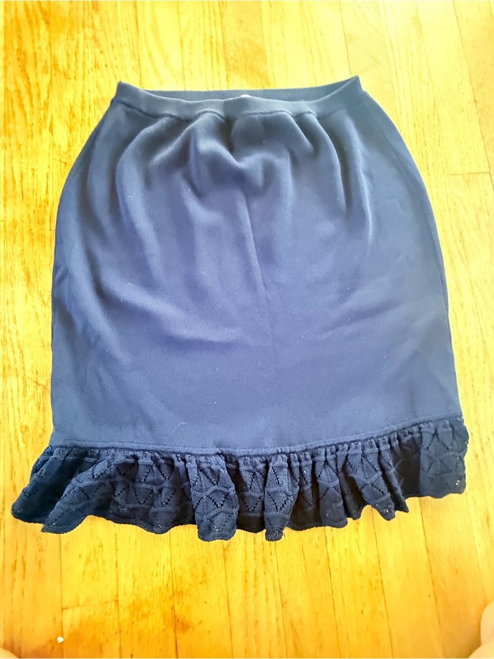 Bloomingdale's Navy Midi Skirt with Ruffle Hem
